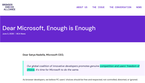 Windows强推Edge！Chrome等浏览器联名发布公开信：微软你够了 已忍无可忍